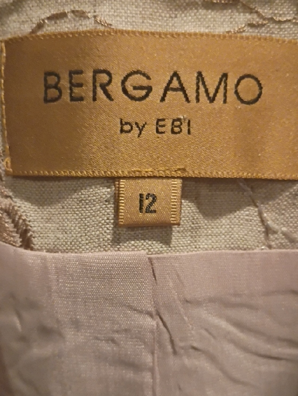 BERGAMO by EBI 2-pc Tan Linen Pantsuit w brown & Beige Floral Embroidered Print